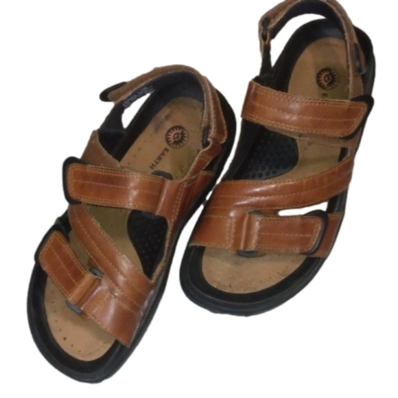 Earth Shoe Shoes - EARTH Shoe Brown Velcro Closure Leather Sandals Size 6 1/2